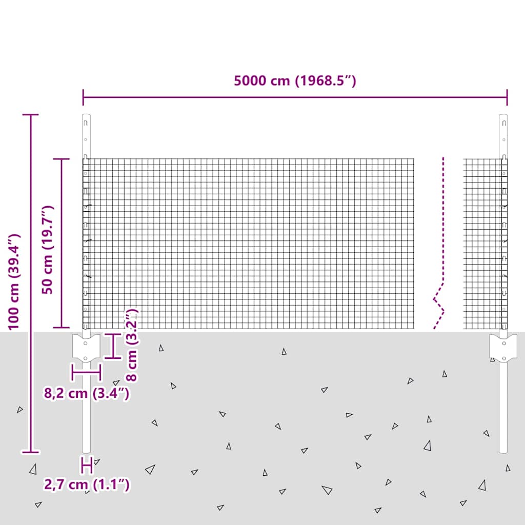 Zavarena žičana ograda s postom 50 x 0,5 m Zelena Mreža