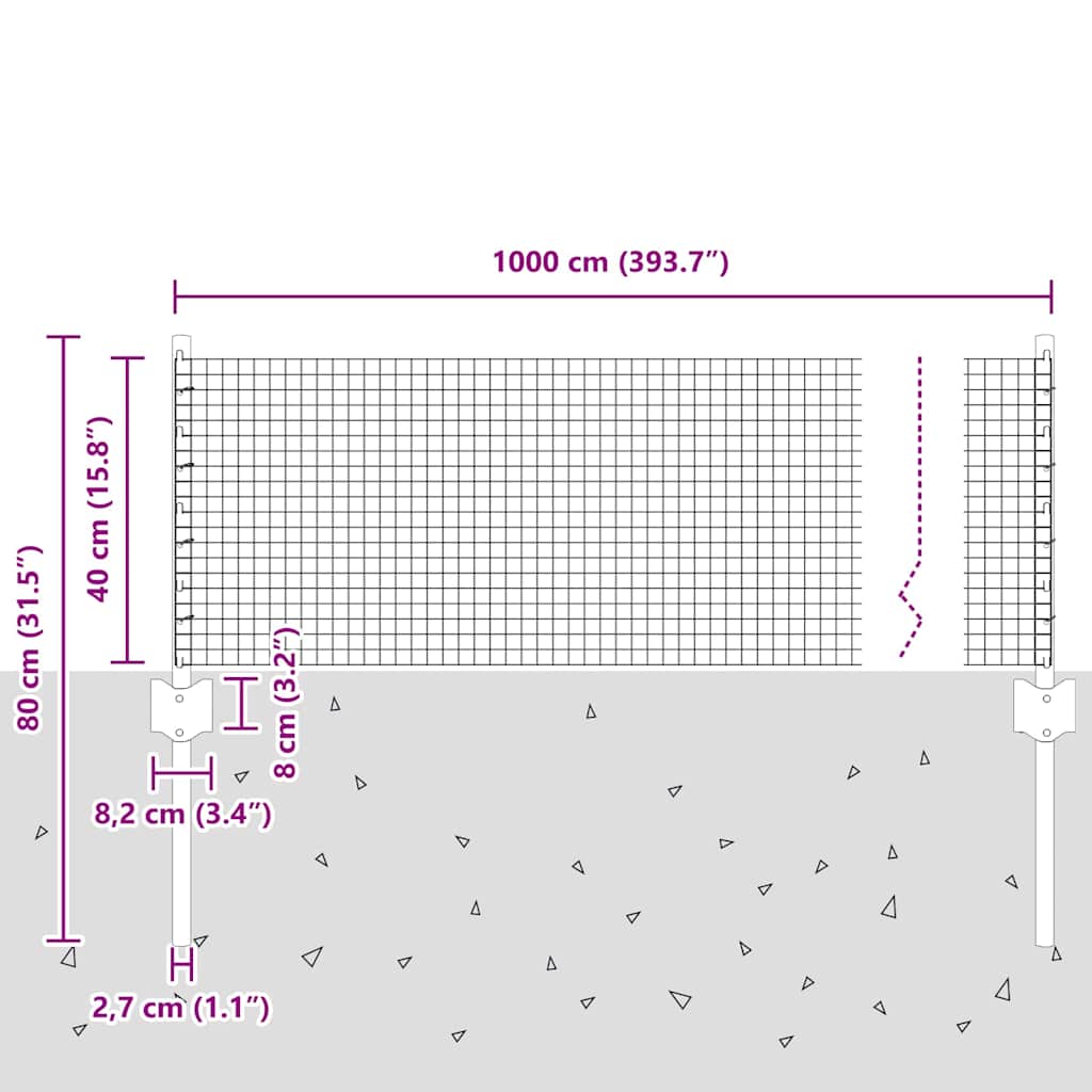 Zavarena žičana ograda s postom 10 x 0,4 m Siva Mreža