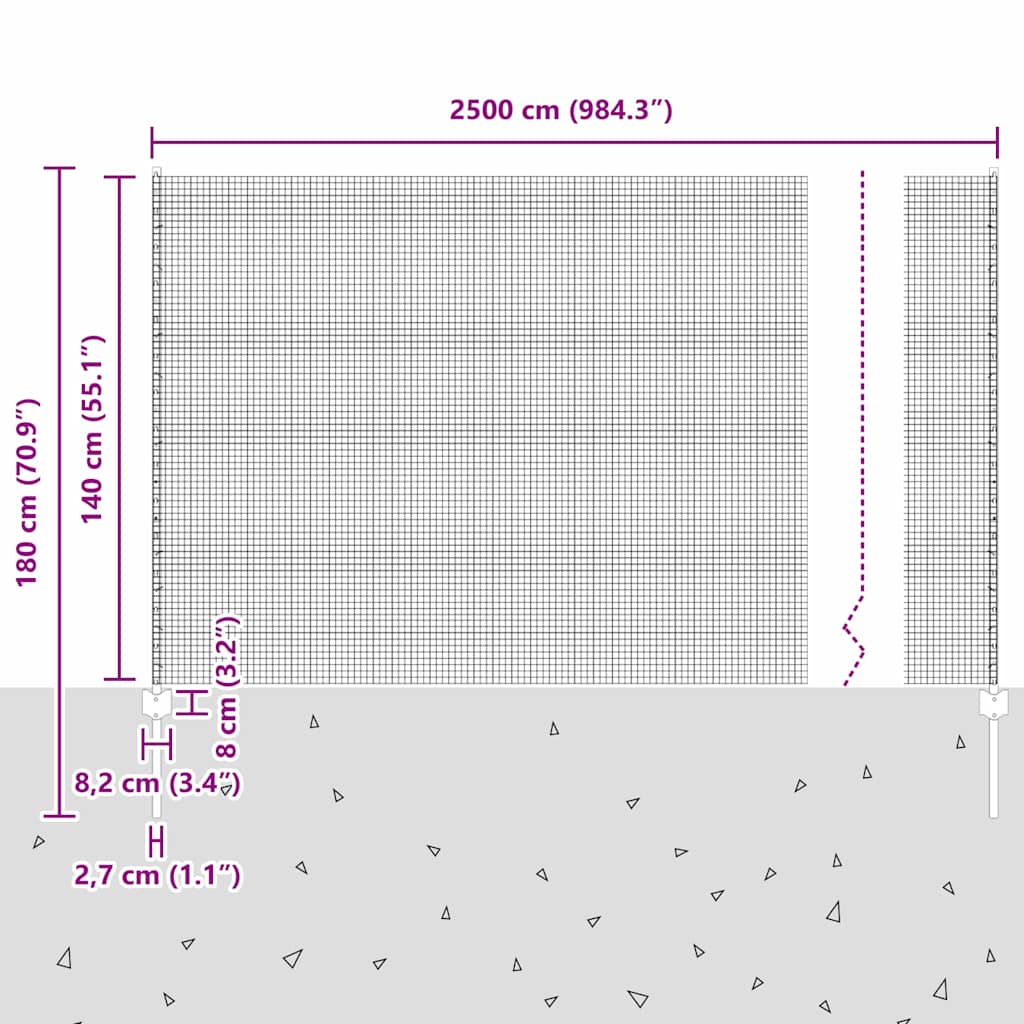 Zavarena žičana ograda s postom 25 x 1,4 m Siva Mreža