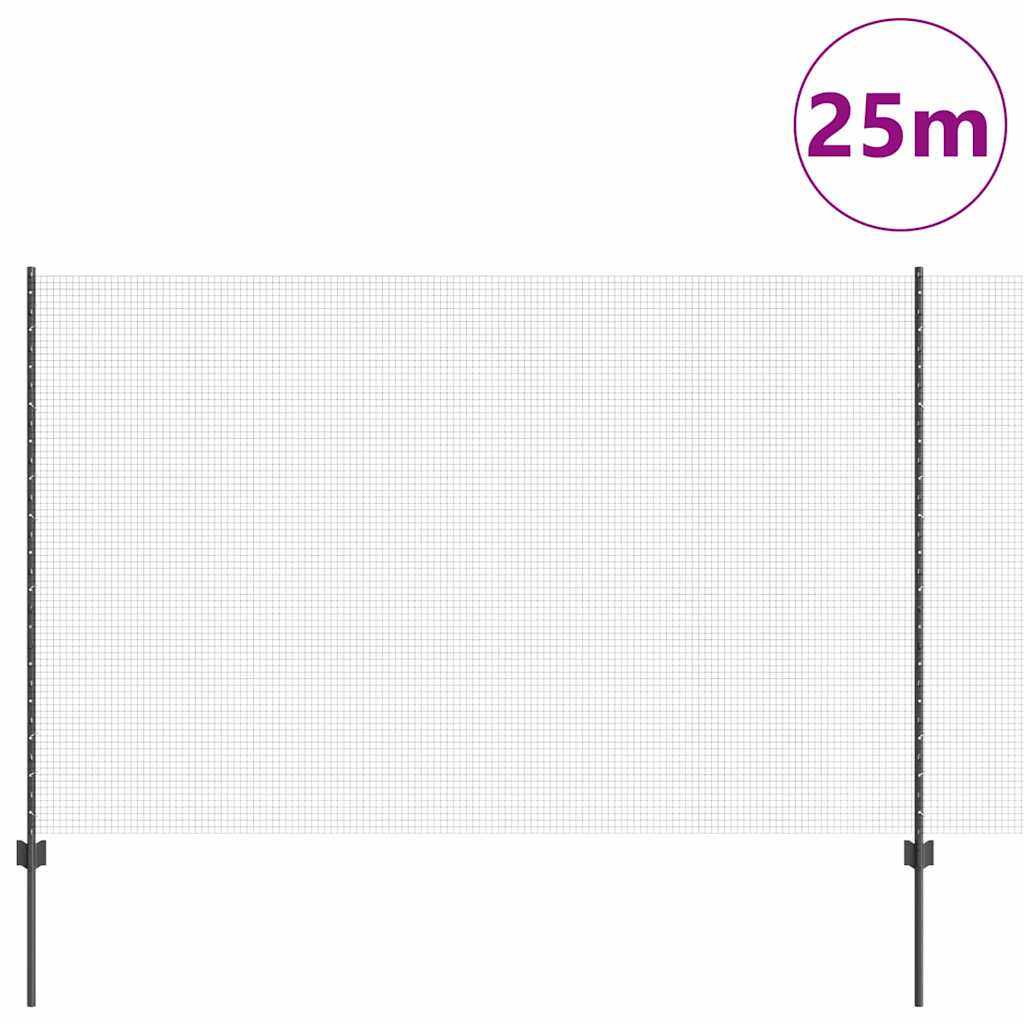 Zavarena žičana ograda s postom 25 x 1,5 m Siva Mreža