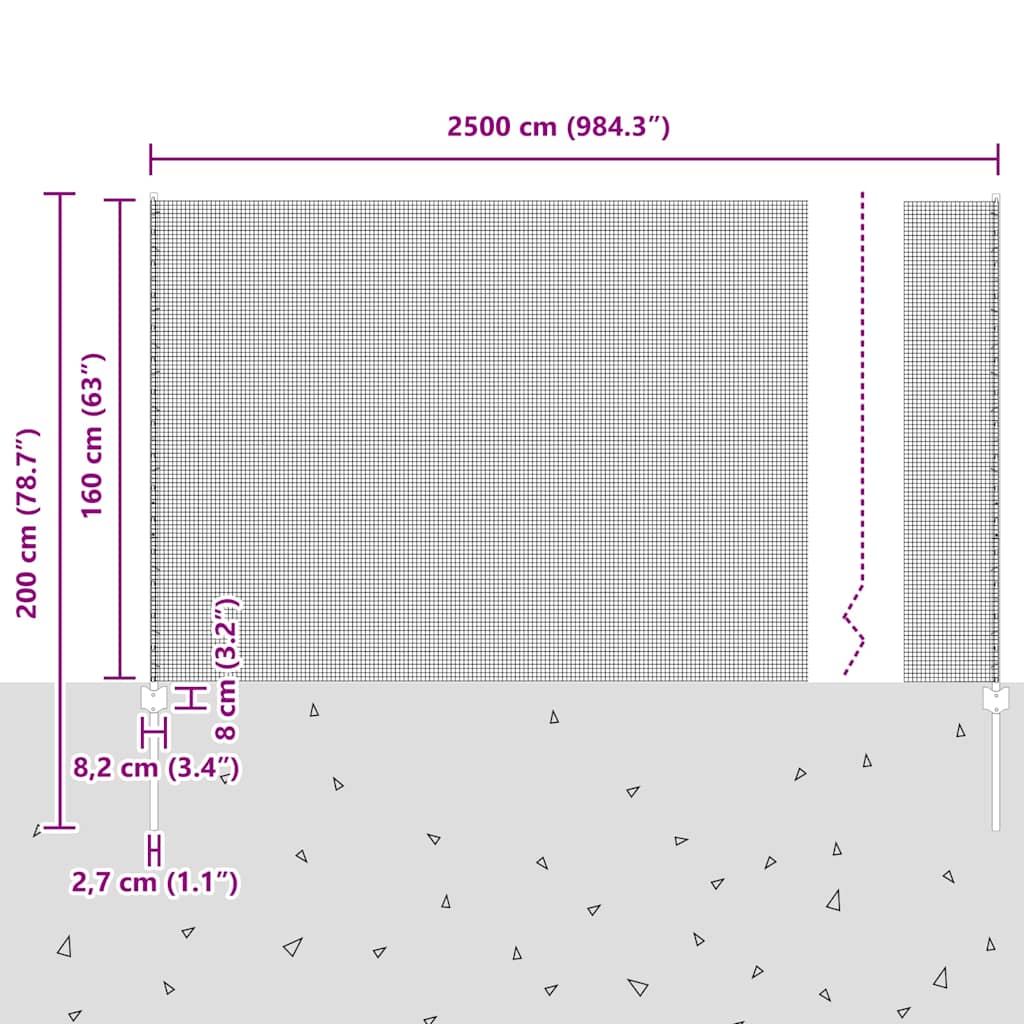 Zavarena žičana ograda s postom 25 x 1,6 m Siva Mreža