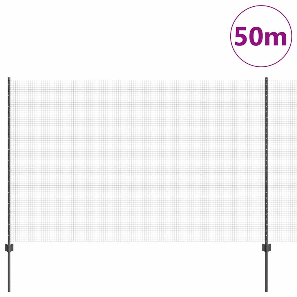 Zavarena žičana ograda s postom 50 x 1,5 m Siva Mreža