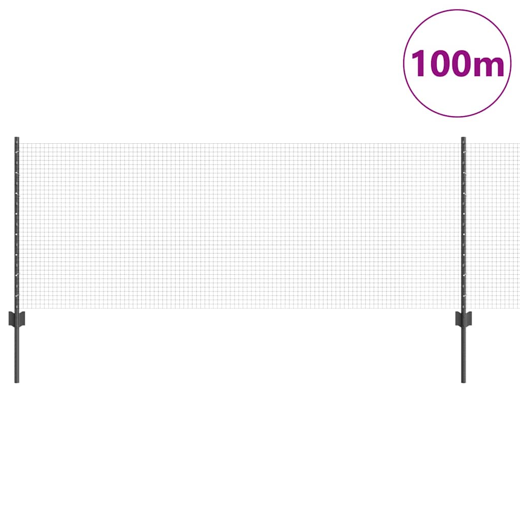 Zavarena žičana ograda s postom 100 x 0,8 m Siva Mreža