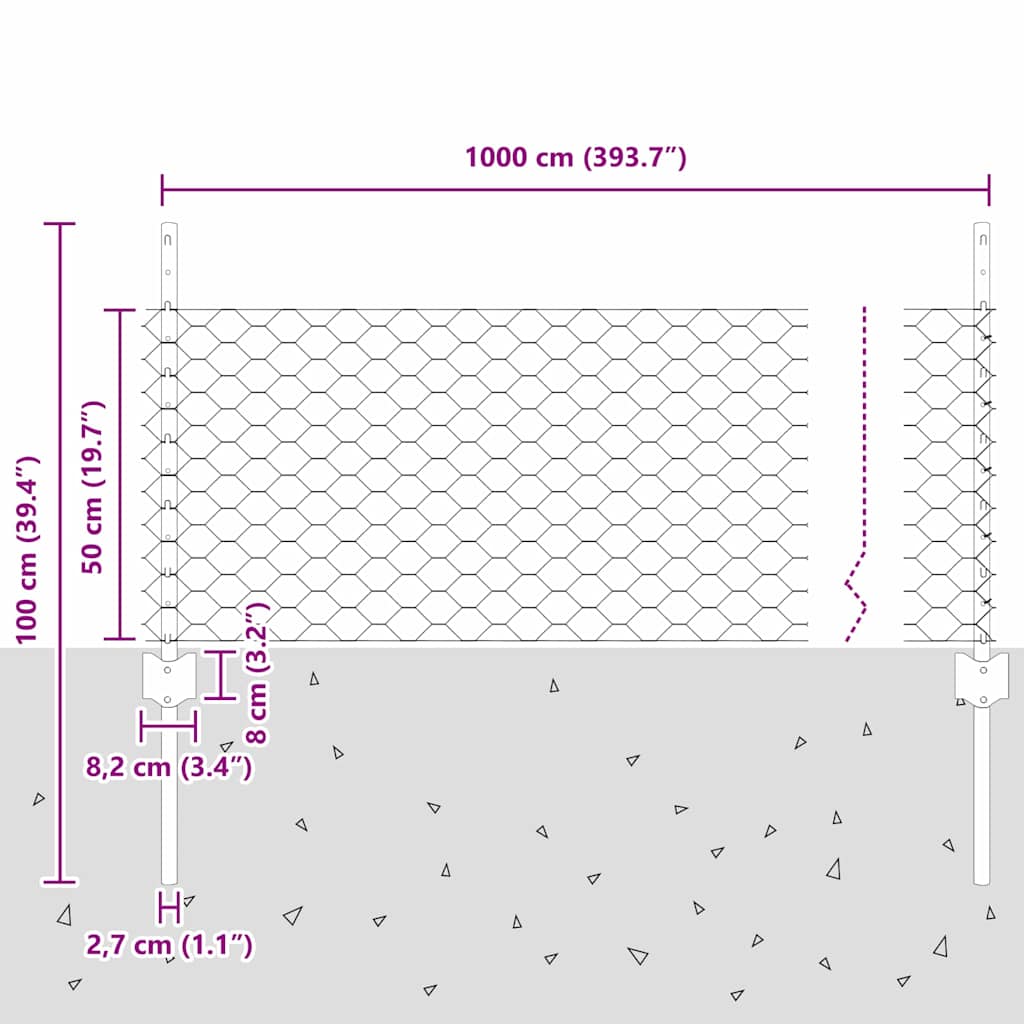 Zavarena žičana ograda 10 x 0,5 m (Š x V) Čelik premazan PVC-om
