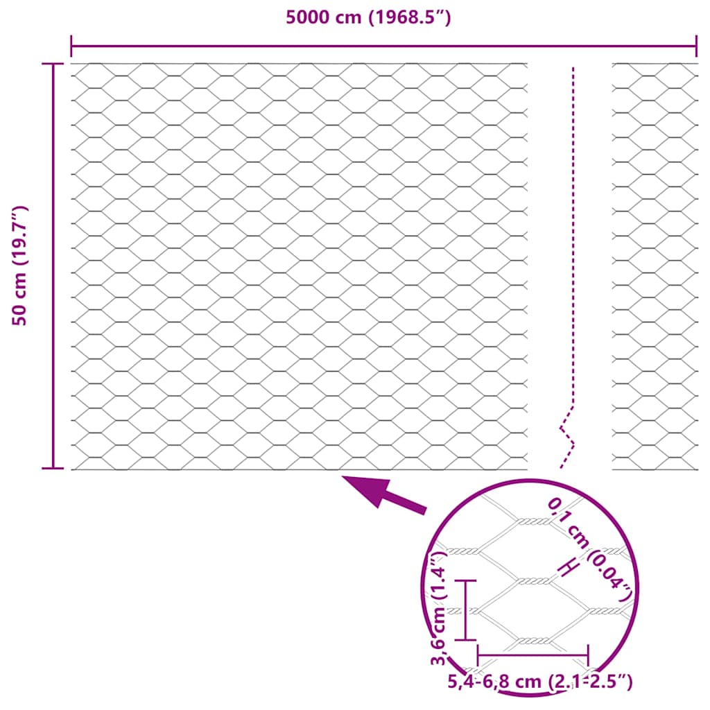 Zavarena žičana ograda 50 x 0,5 m (Š x V) Čelik premazan PVC-om
