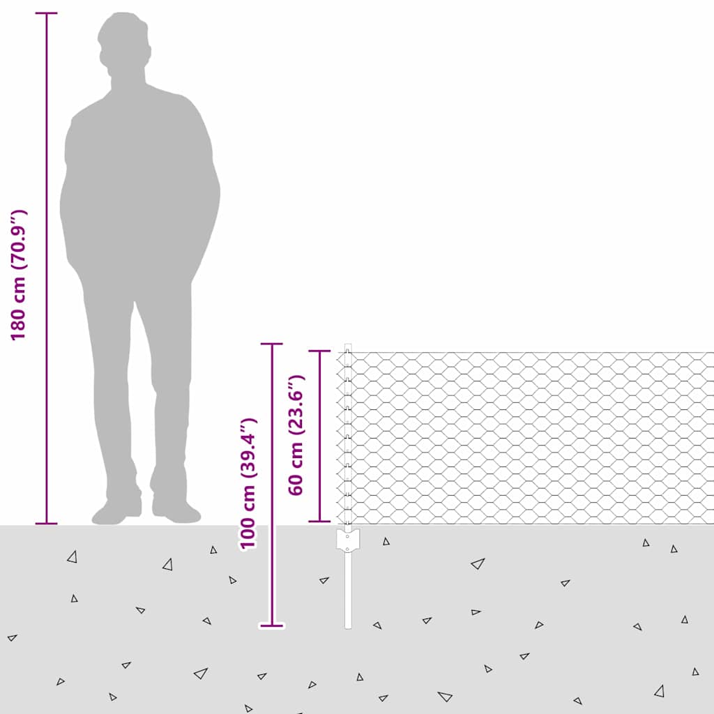 Zavarena žičana ograda 50 x 0,6 m (Š x V) Čelik premazan PVC-om