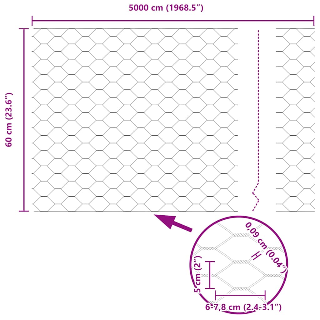 Zavarena žičana ograda 50 x 0,6 m (Š x V) Čelik premazan PVC-om