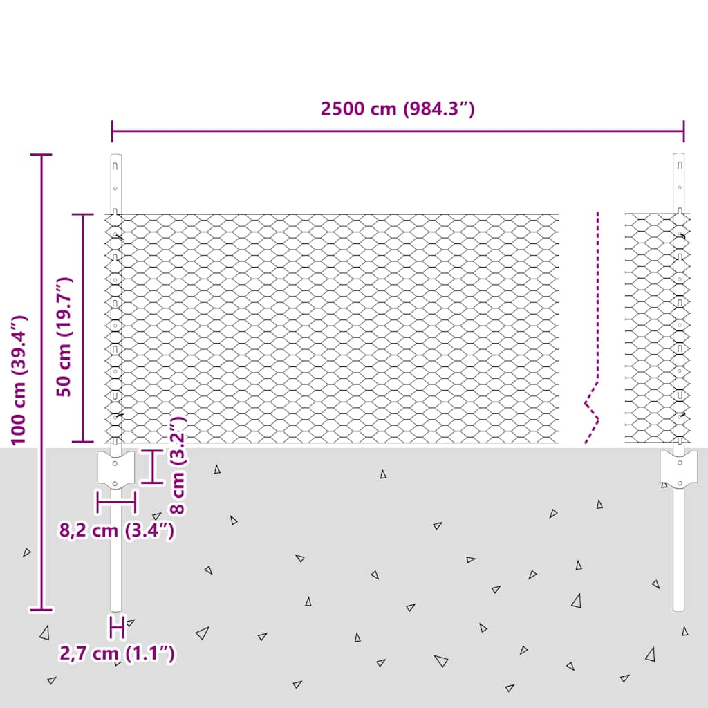 Zavarena žičana ograda 25 x 0,5 m (Š x V) Vruće pocinčani čelik