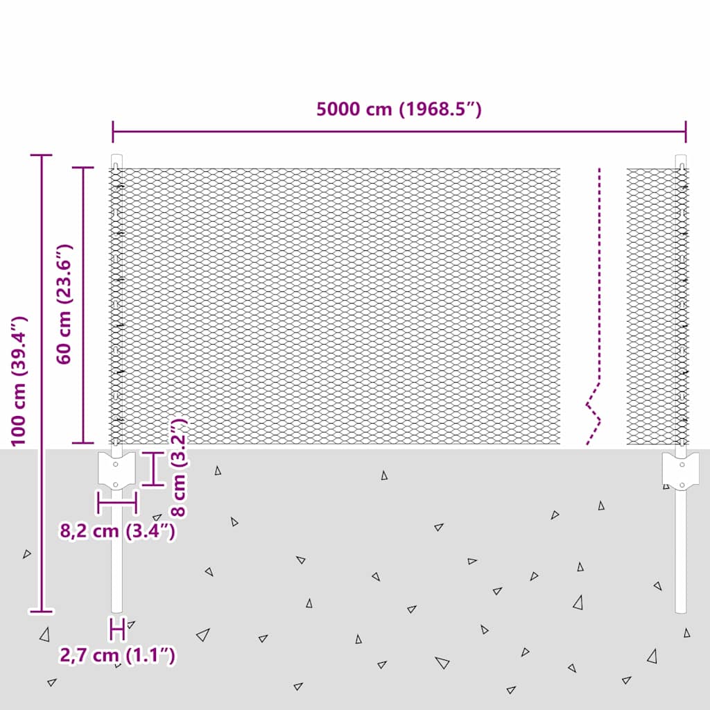 Zavarena žičana ograda 50 x 0,6 m (Š x V) Vruće pocinčani čelik