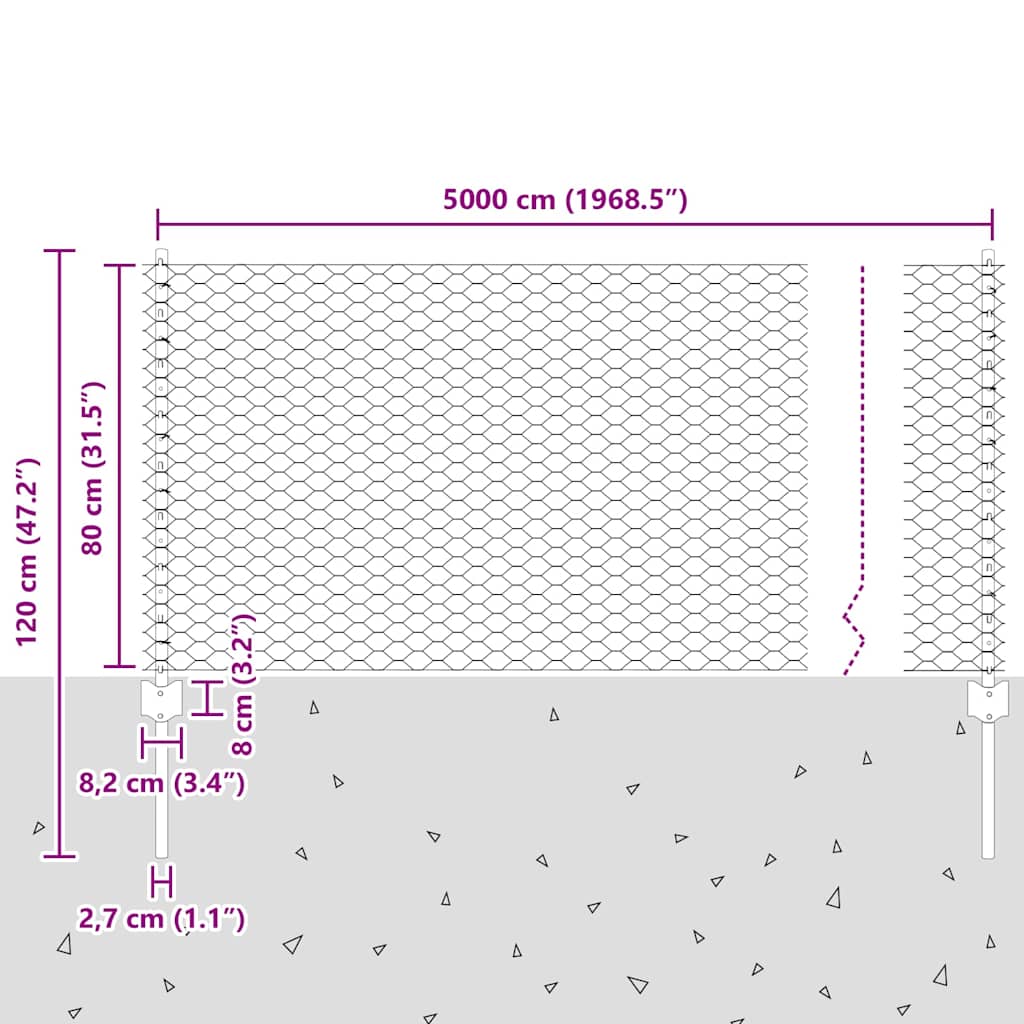 Zavarena žičana ograda 50 x 0,8 m (Š x V) Vruće pocinčani čelik