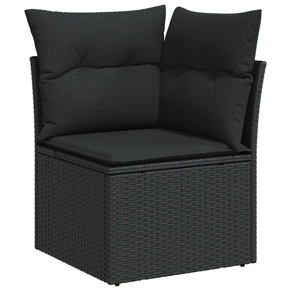 Set sofe s jastukom s jastukom 9 pcs Crna poliratan
