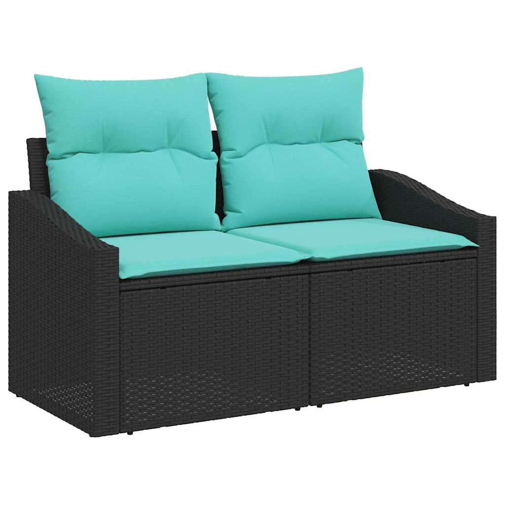 Set sofe s jastukom s jastukom 9 pcs Crna i turkizna poliratan
