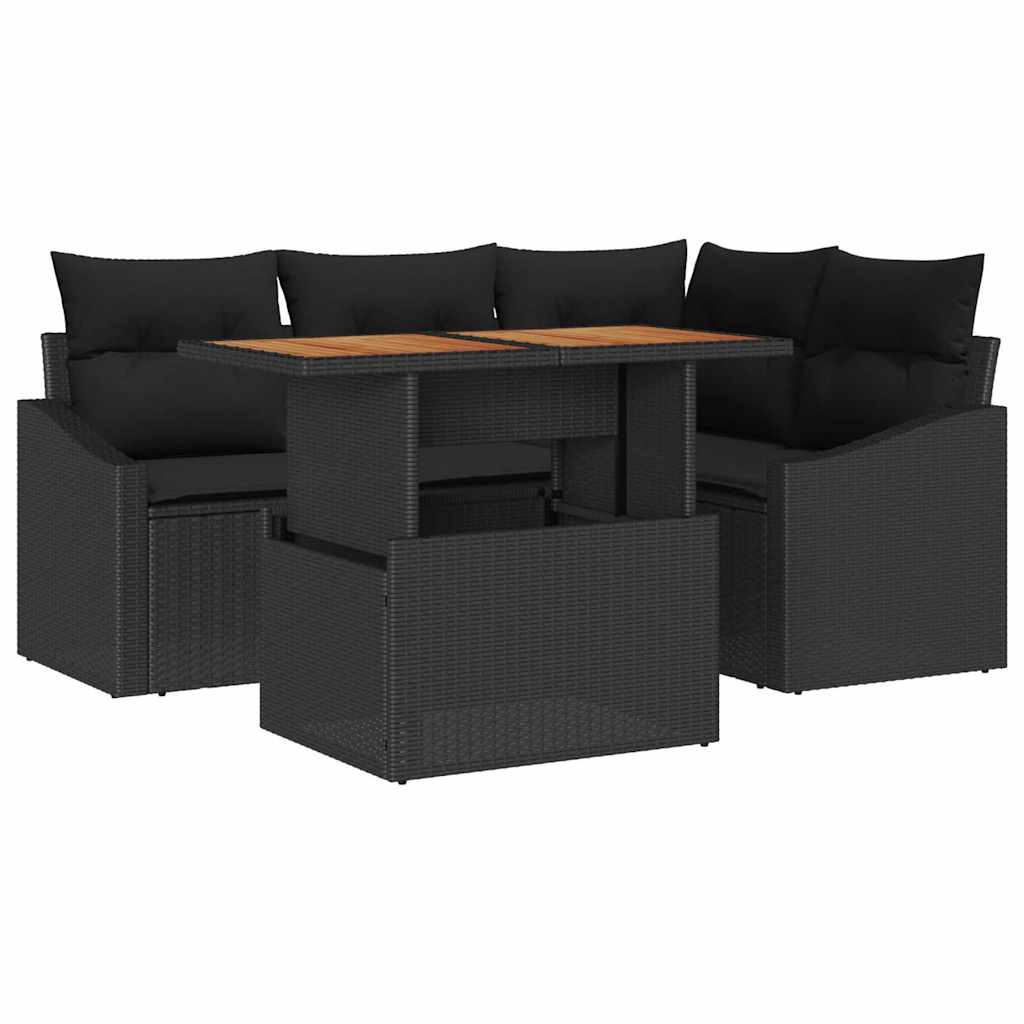 Vrtni set za objed s jastukom 5 pcs Crna i smeđa