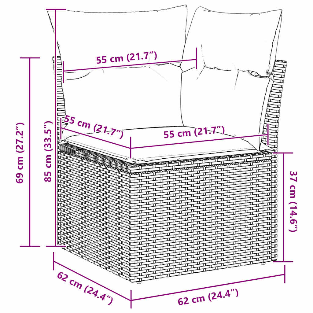 Vrtni set za objed s jastukom 5 pcs Crna i smeđa