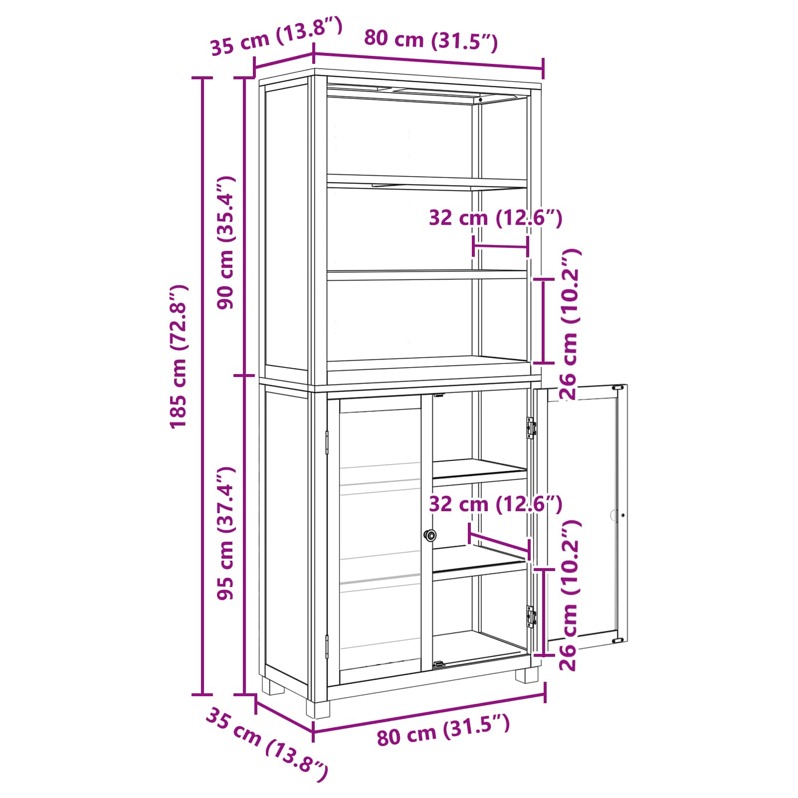 Set namještaja za pohranu 2 kom. Prirodna 80 x 35 x 185 cm