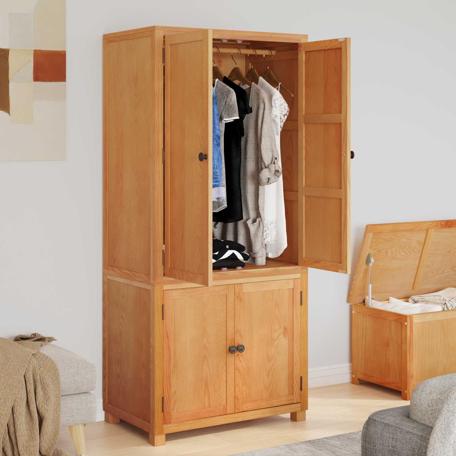 Set namještaja za pohranu 2 kom. Smeđa Čvrsto Hrastovo Drvo