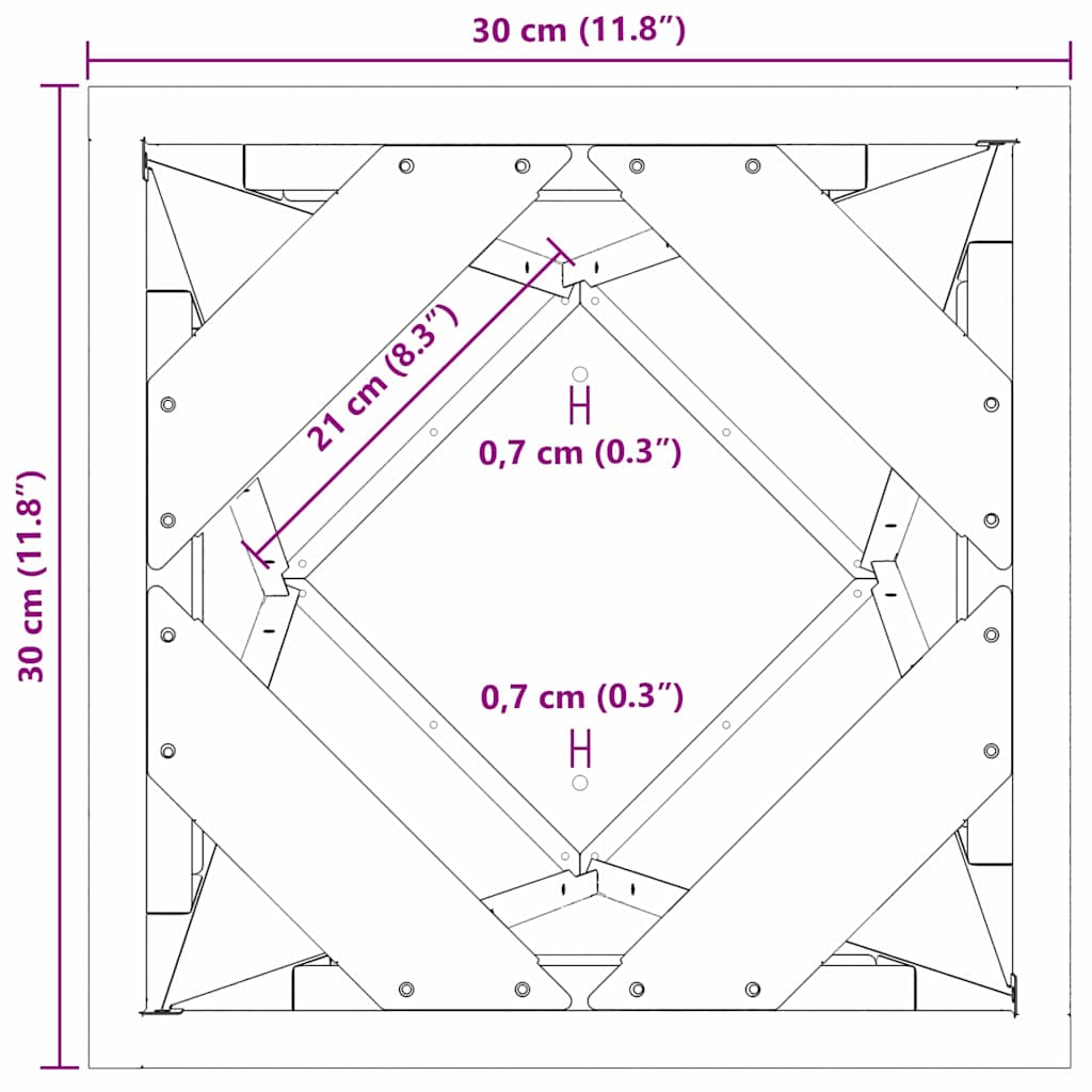Sadilica 2 pcs Rđa 30 x 30 x 75 cm