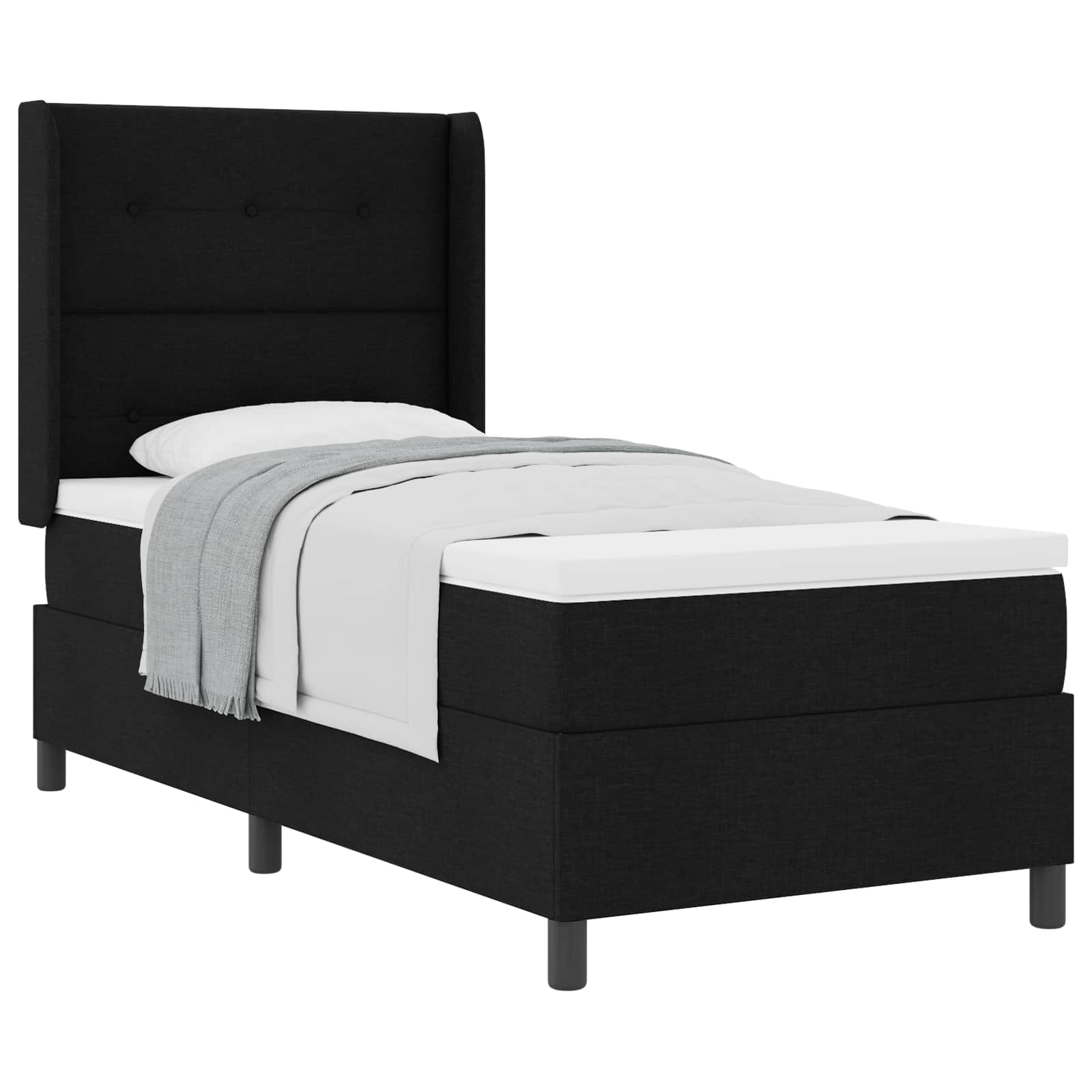 Krevet s opruga kutije s jastukom Crna 200 x 80 cm tkanina