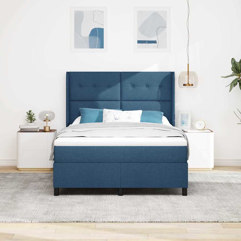 Krevet s opruga kutije s jastukom Plava 200 x 140 cm tkanina