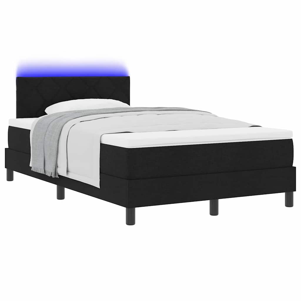 Krevet s opruga kutije s LED trakama Crna 120 x 200 cm tkanina