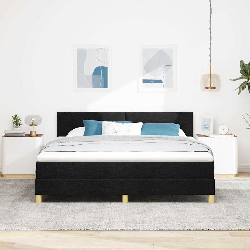 LED Box Spring Krevet s LED trakama Crna 180 x 200 cm tkanina