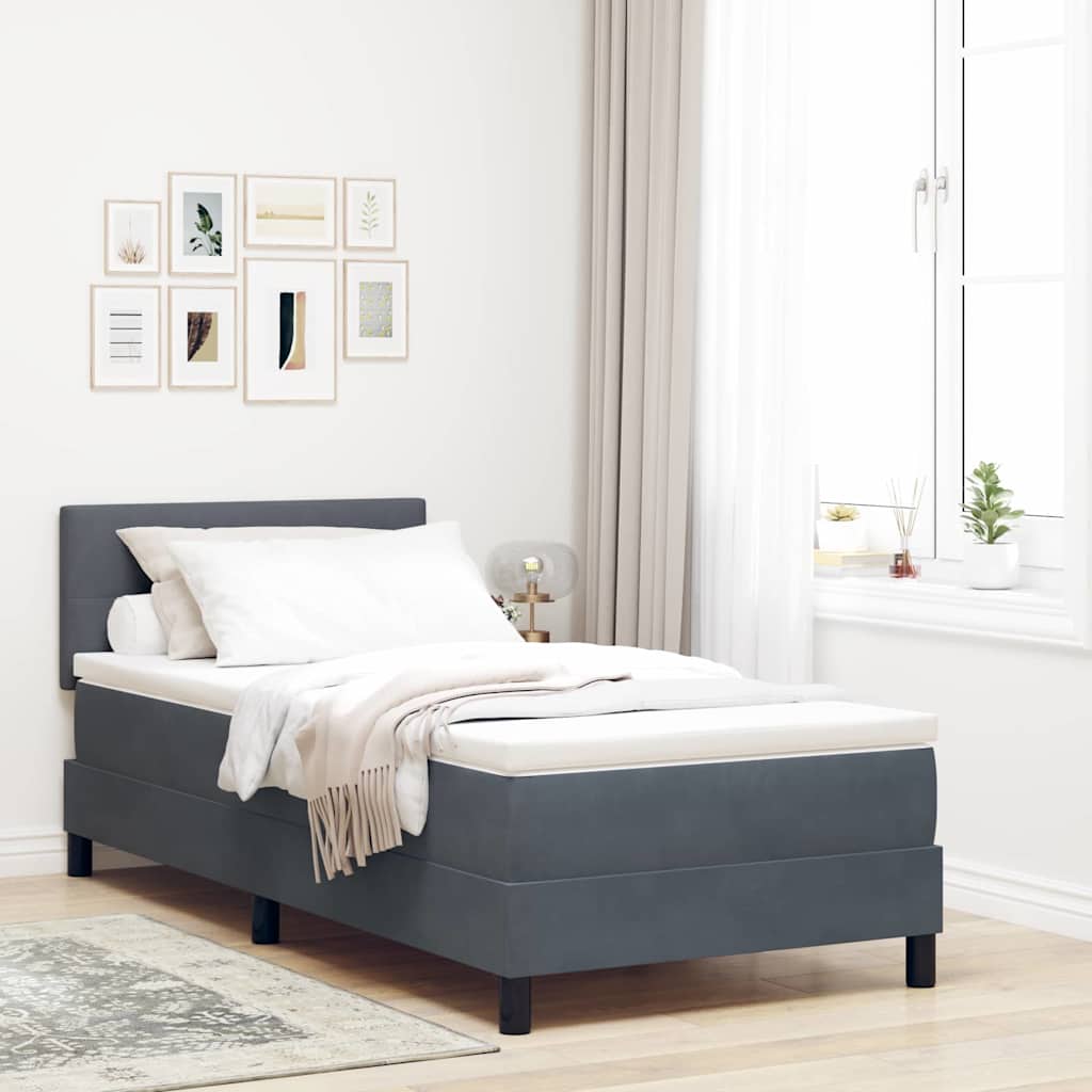 LED Box Spring Krevet Tamno siva 100 x 200 cm Baršun