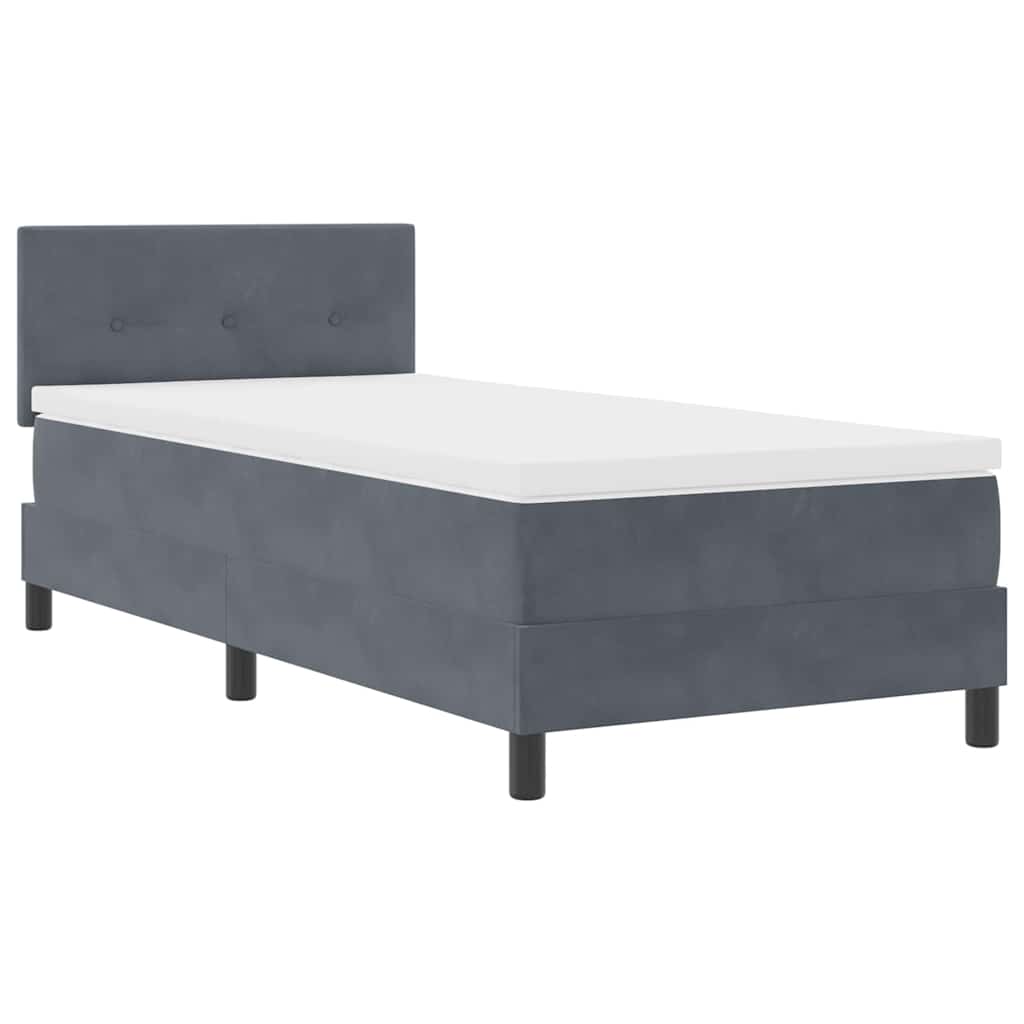 LED Box Spring Krevet Tamno siva 100 x 200 cm Baršun