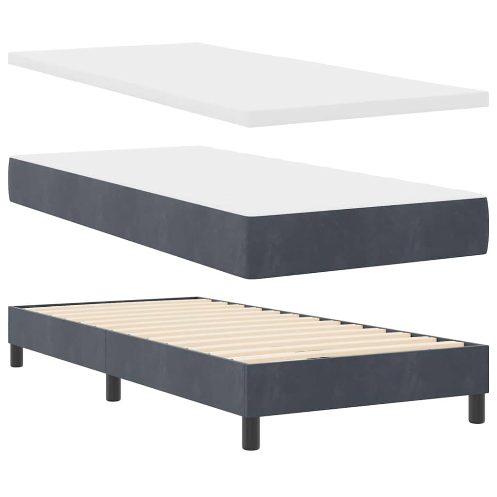 LED Box Spring Krevet Tamno siva 100 x 200 cm Baršun