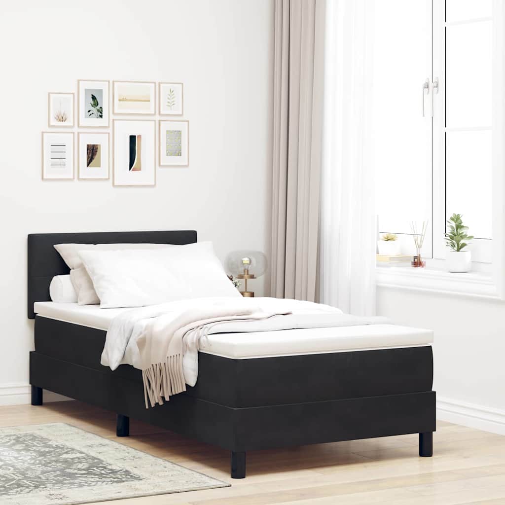LED Box Spring Krevet s LED trakama Crna 100 x 200 cm Baršun