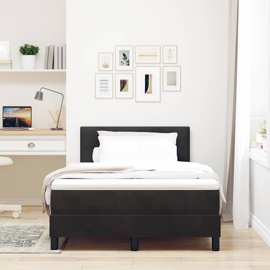 LED Box Spring Krevet s LED trakama Crna 120 x 190 cm Baršun