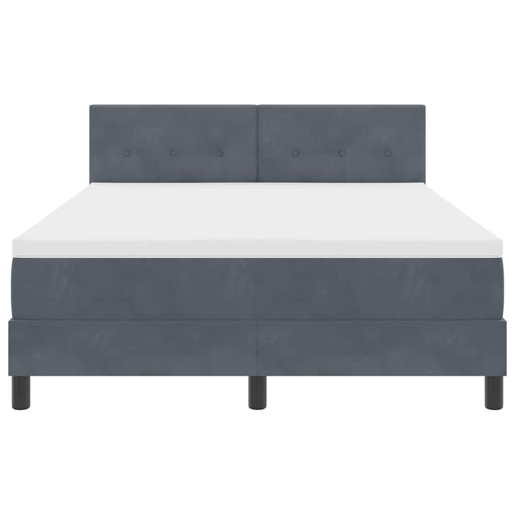 LED Box Spring Krevet Tamno siva 140 x 200 cm Baršun