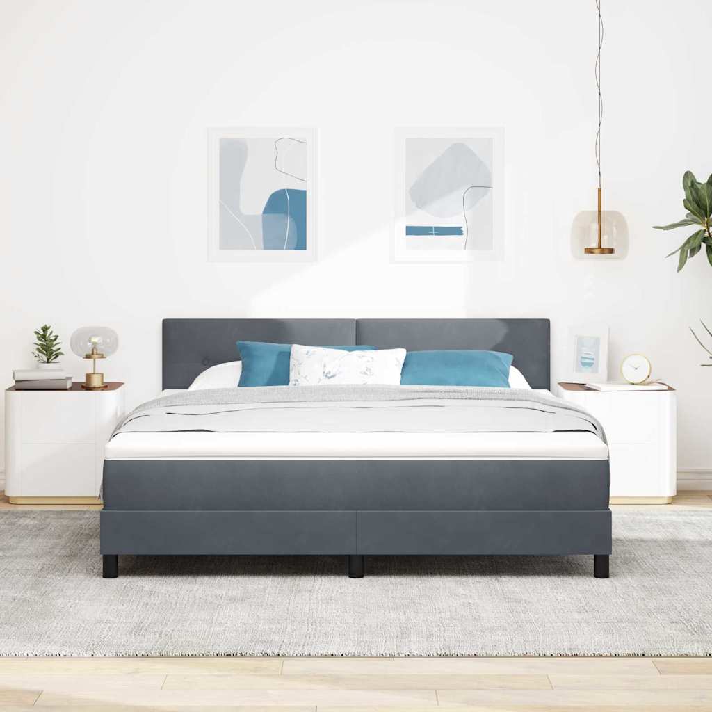 LED Box Spring Krevet Tamno siva 180 x 200 cm Baršun