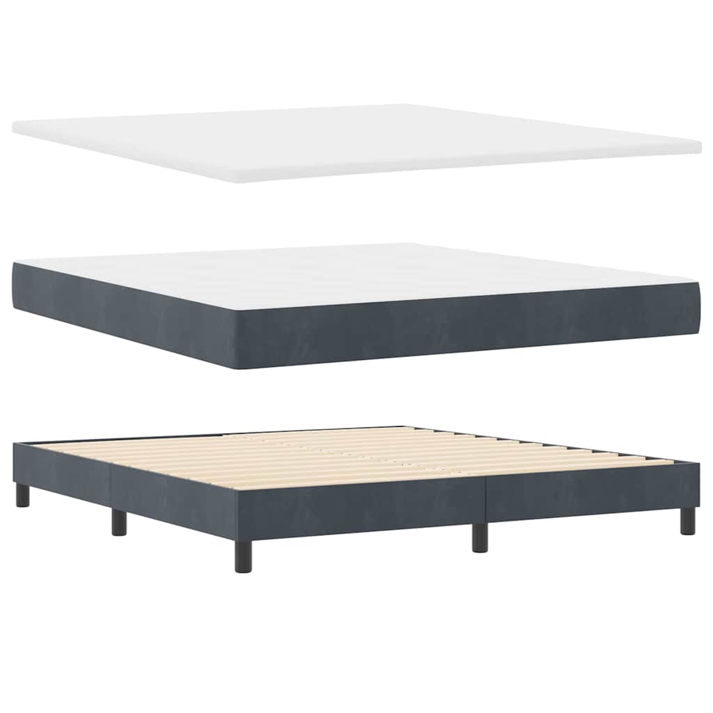 LED Box Spring Krevet Tamno siva 180 x 200 cm Baršun