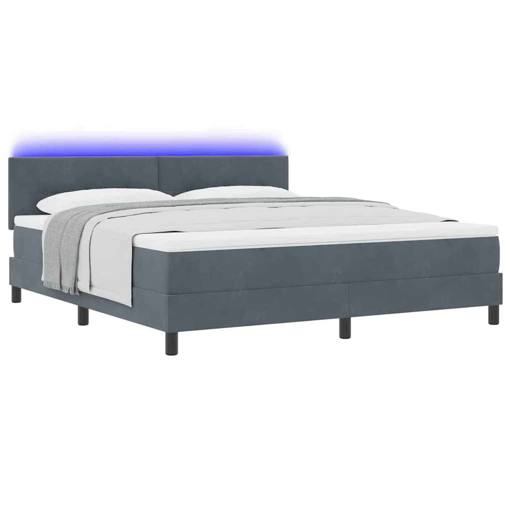 LED Box Spring Krevet Tamno siva 180 x 200 cm Baršun