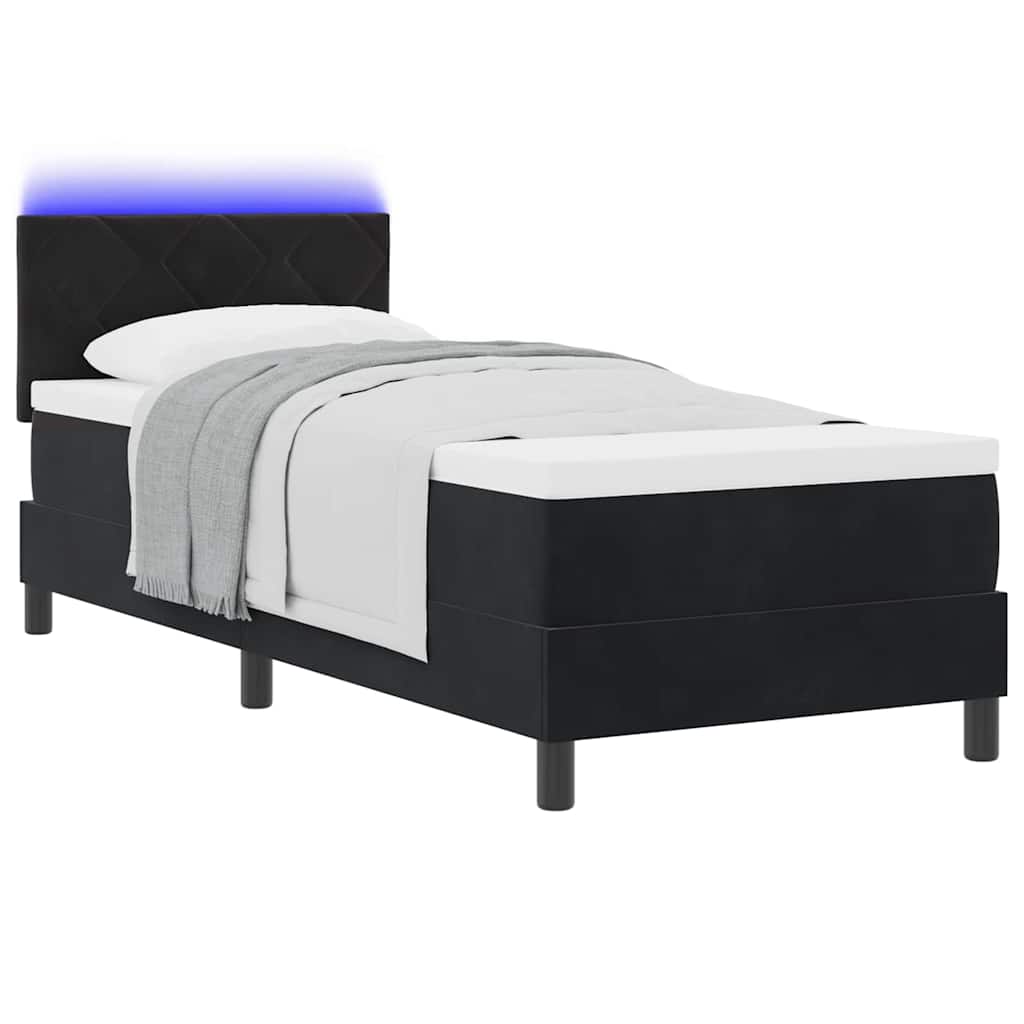 LED Box Spring Krevet s LED trakama Crna 80 x 200 cm Baršun