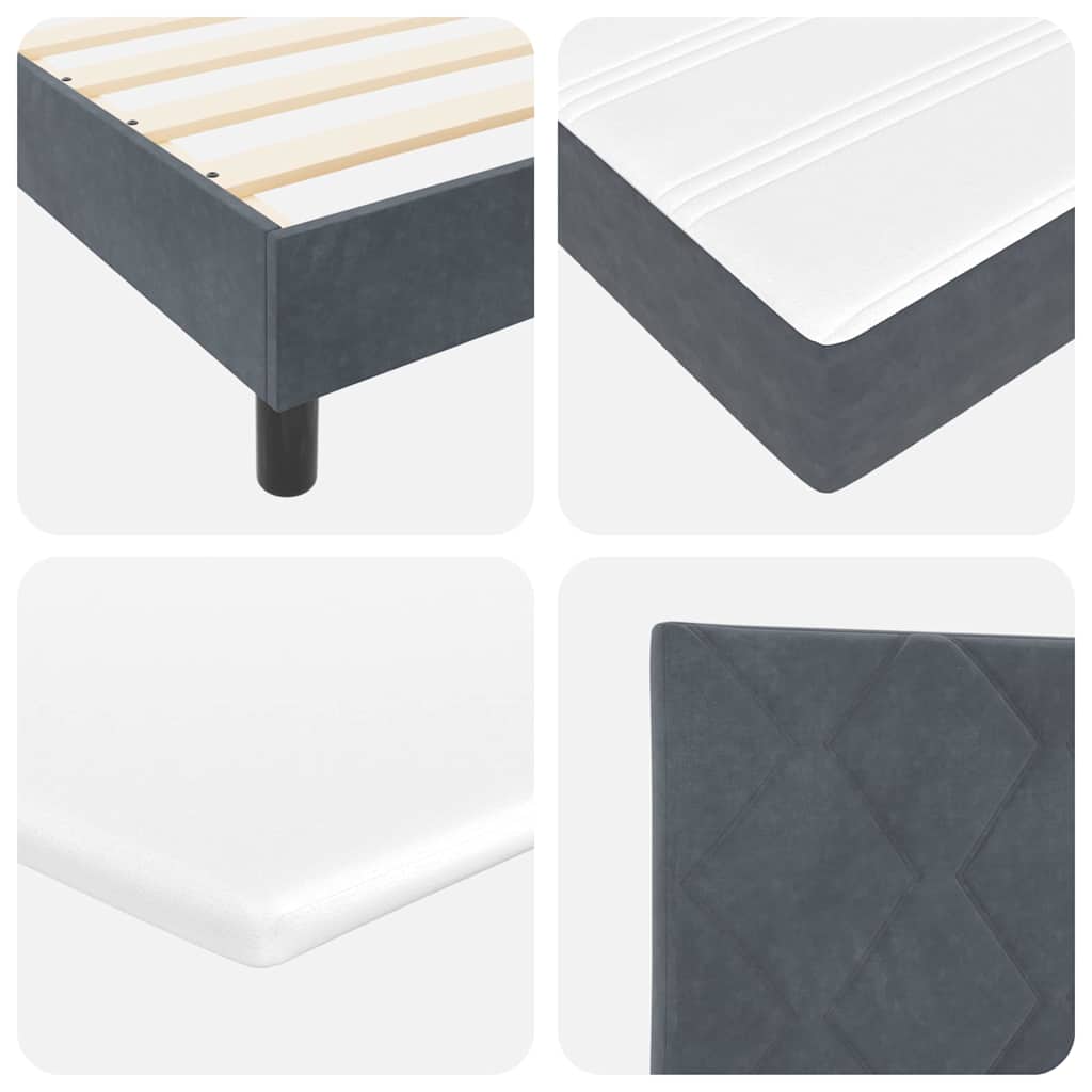 LED Box Spring Krevet Tamno siva 100 x 200 cm Baršun