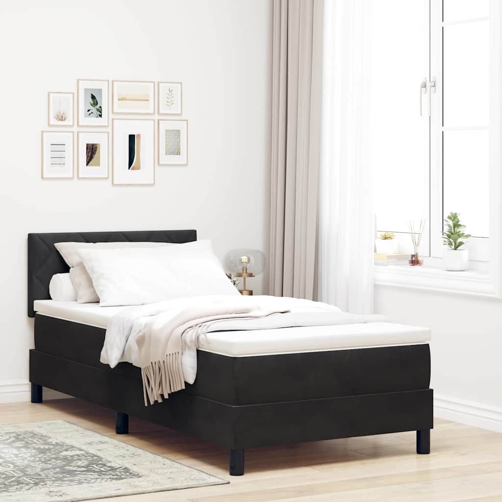 LED Box Spring Krevet s LED trakama Crna 100 x 200 cm Baršun