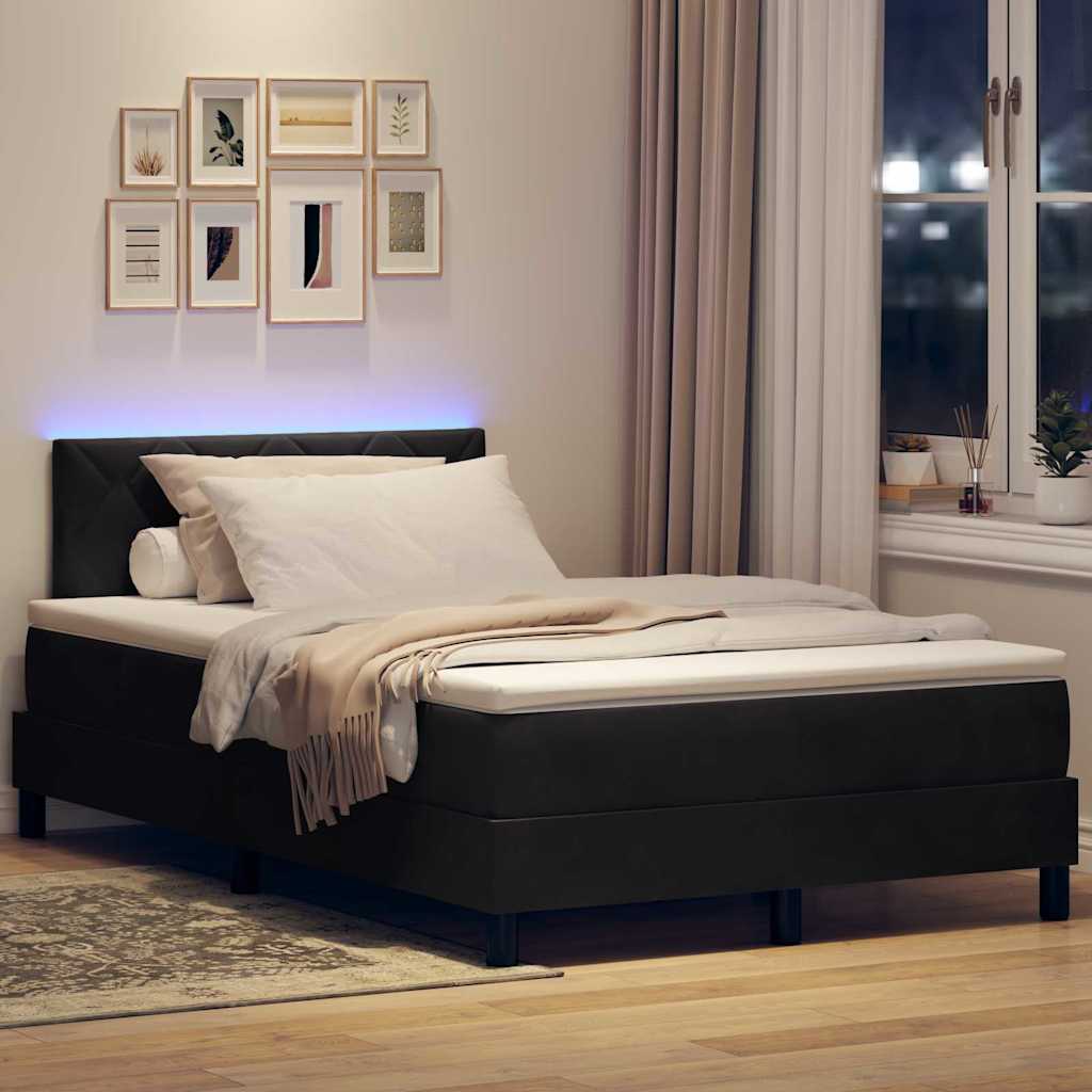 LED Box Spring Krevet s LED trakama Crna 120 x 190 cm Baršun