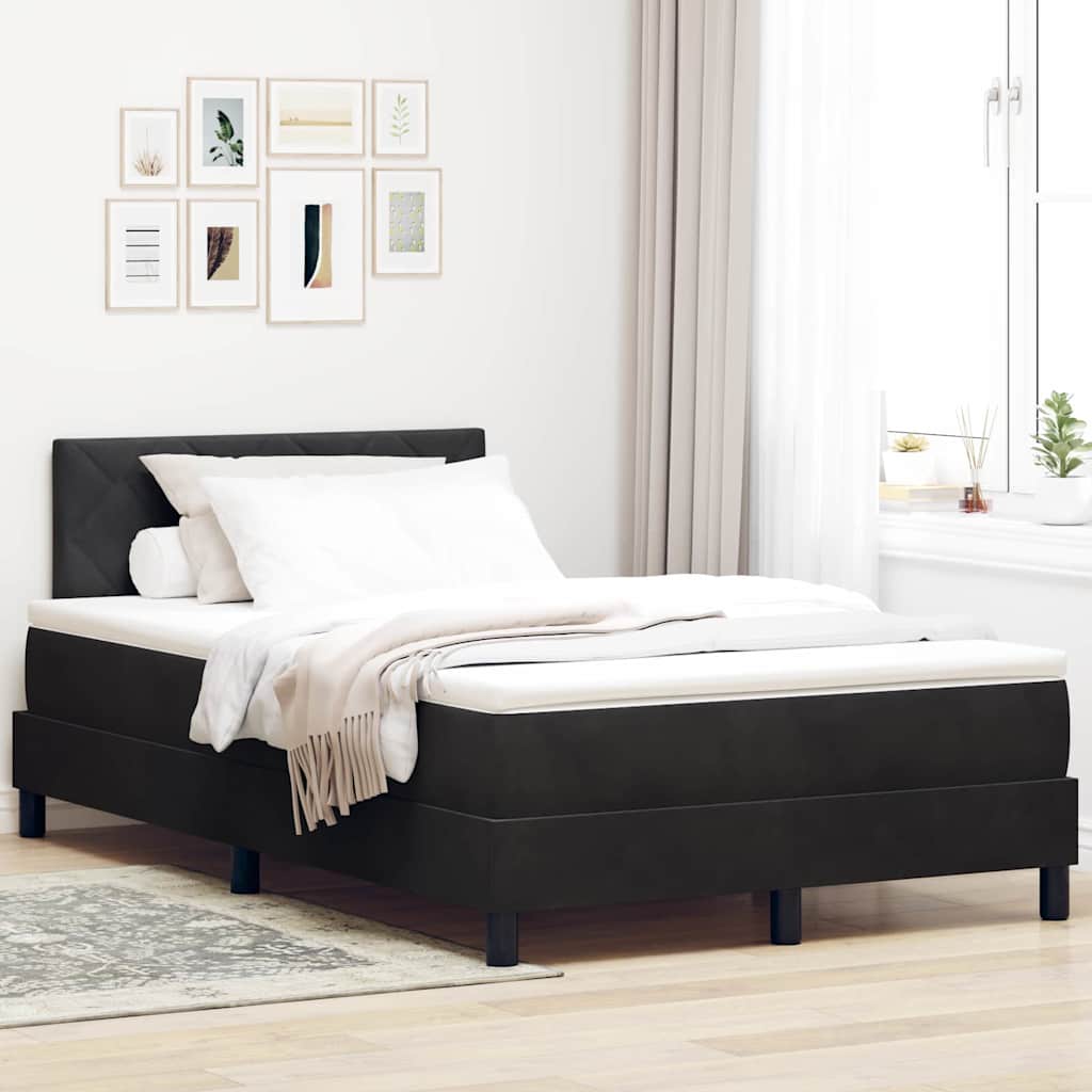LED Box Spring Krevet s LED trakama Crna 120 x 190 cm Baršun