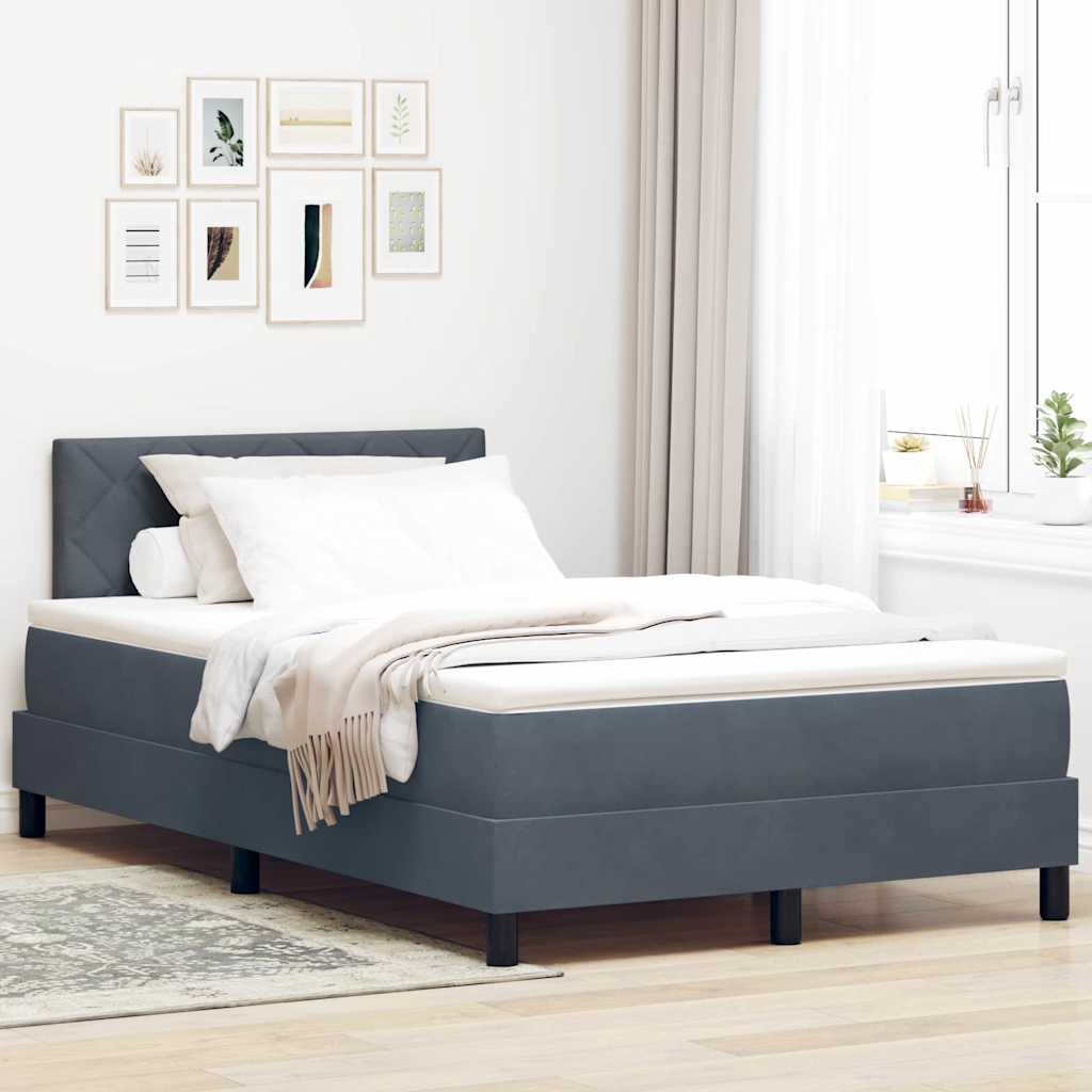 LED Box Spring Krevet Tamno siva 120 x 200 cm Baršun