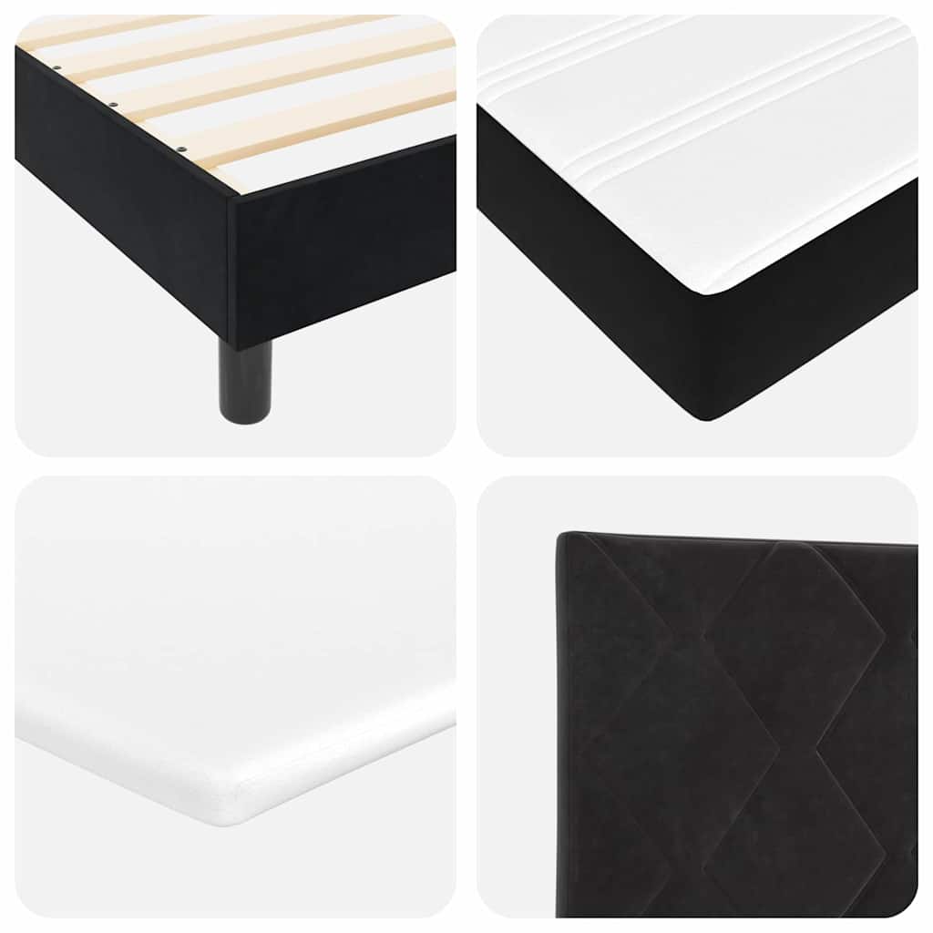LED Box Spring Krevet s LED trakama Crna 200 x 200 cm Baršun