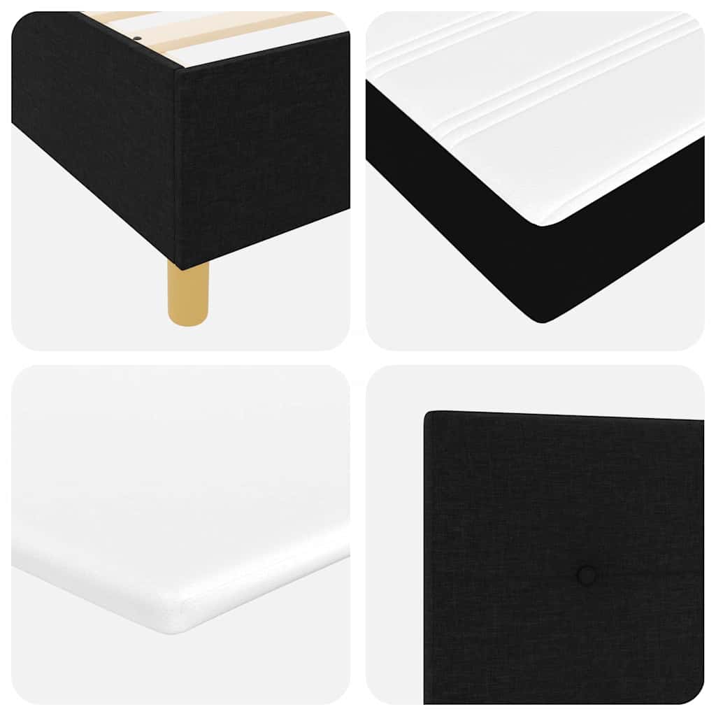 LED Box Spring Krevet s uzglavljem Crna 90 x 190 cm tkanina