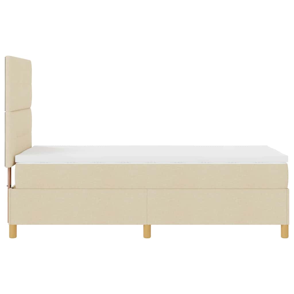 LED Box Spring Krevet s uzglavljem Krema 90 x 190 cm tkanina