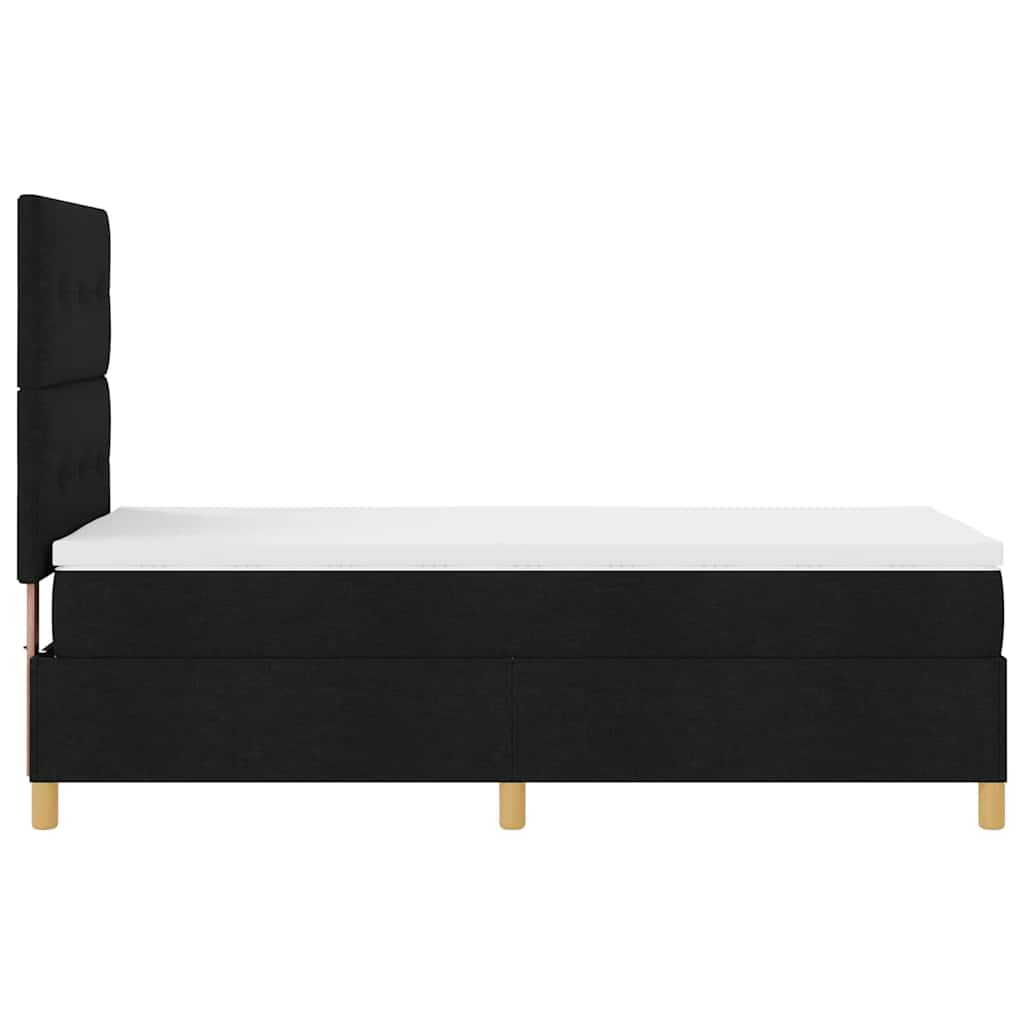 LED Box Spring Krevet s uzglavljem Crna 90 x 200 cm tkanina