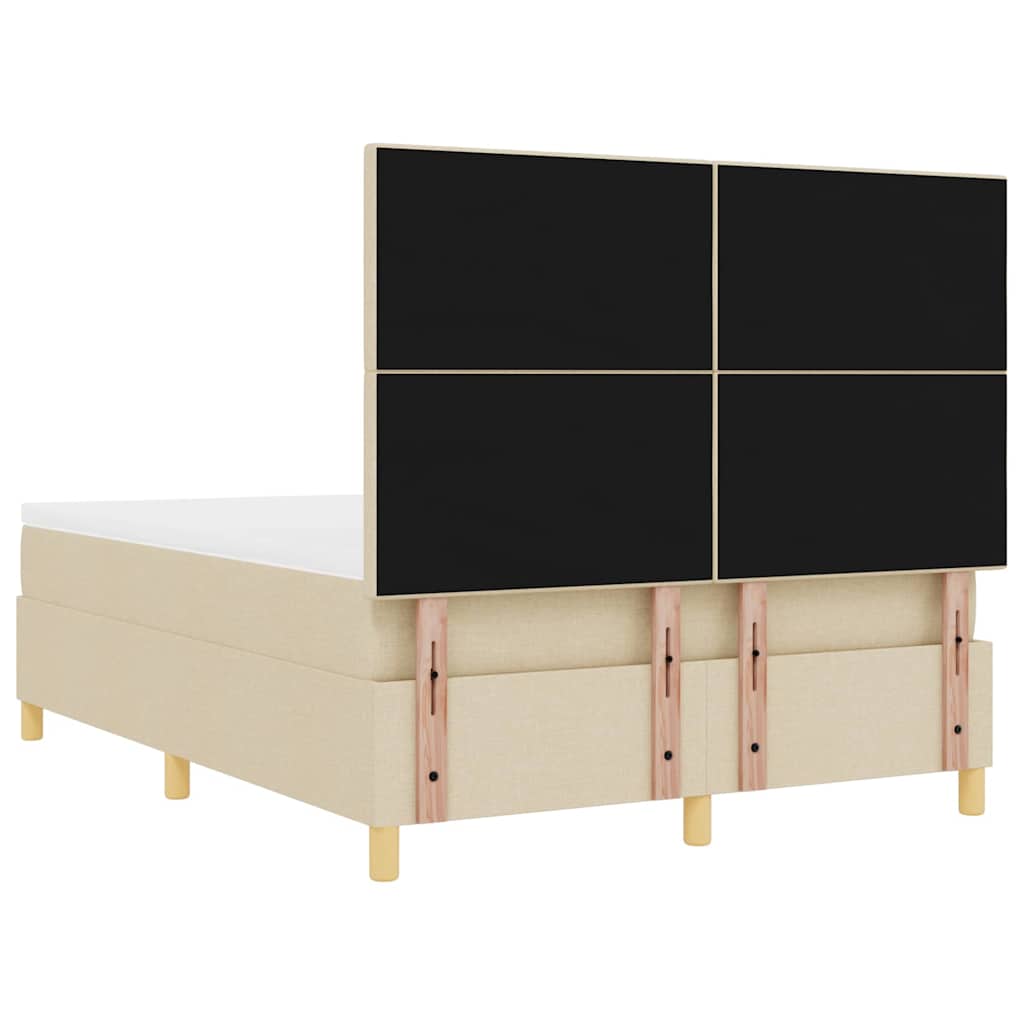 LED Box Spring Krevet s uzglavljem Krema 140 x 190 cm tkanina