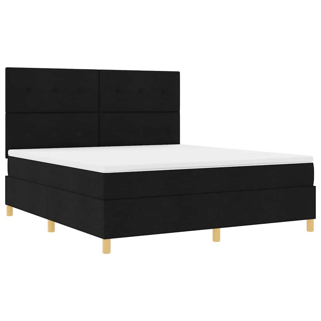 LED Box Spring Krevet s uzglavljem Crna 180 x 200 cm tkanina