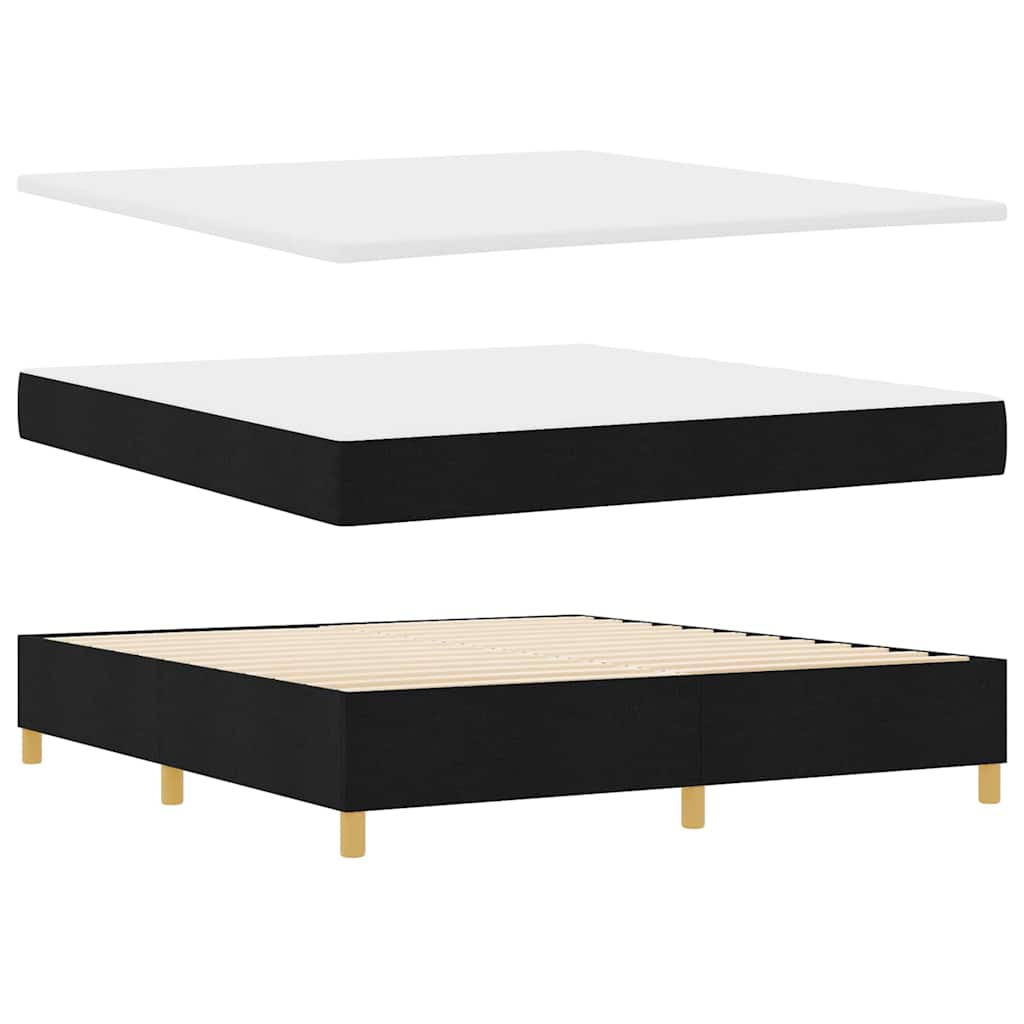 LED Box Spring Krevet s uzglavljem Crna 180 x 200 cm tkanina