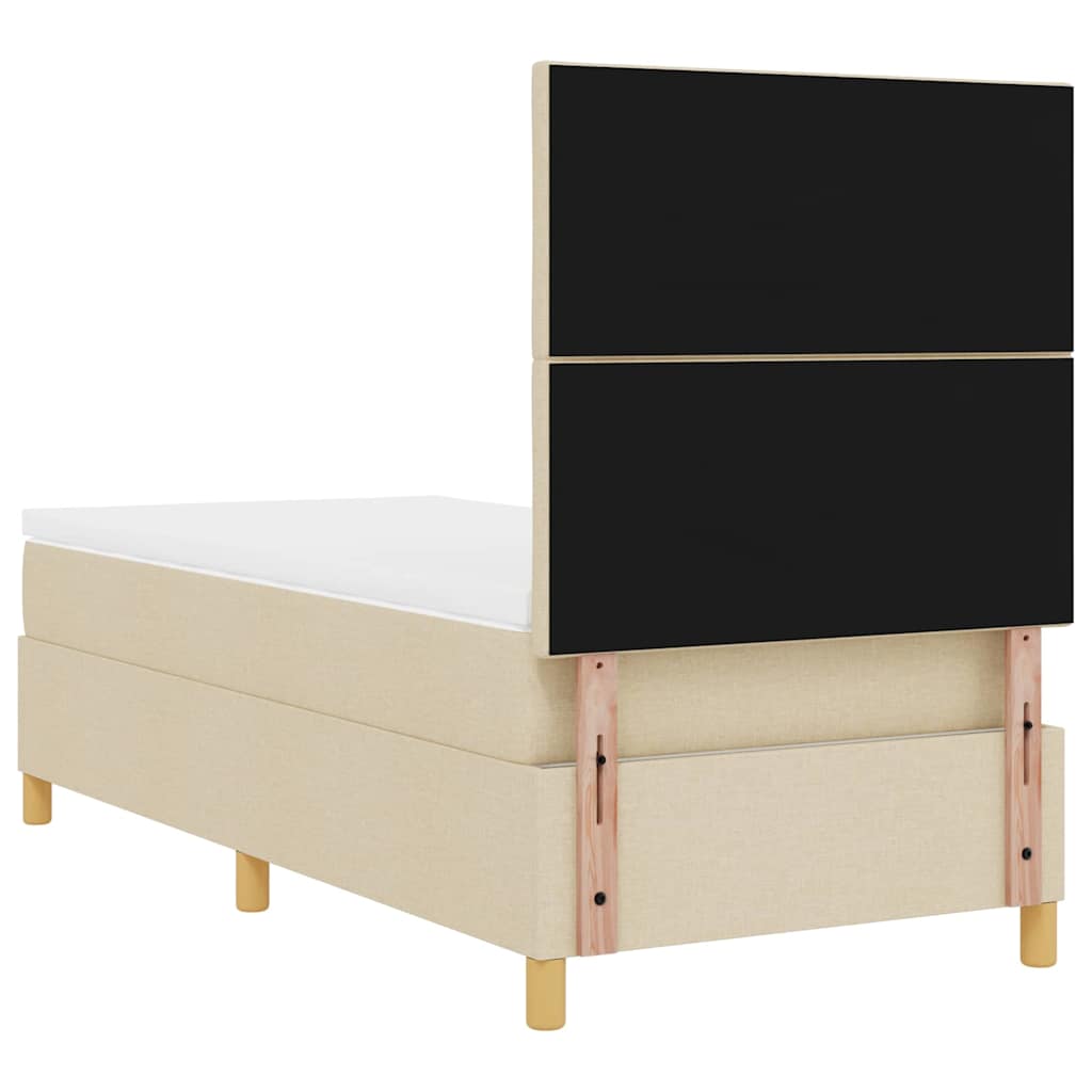 LED Box Spring Krevet s uzglavljem Krema 100 x 200 cm tkanina