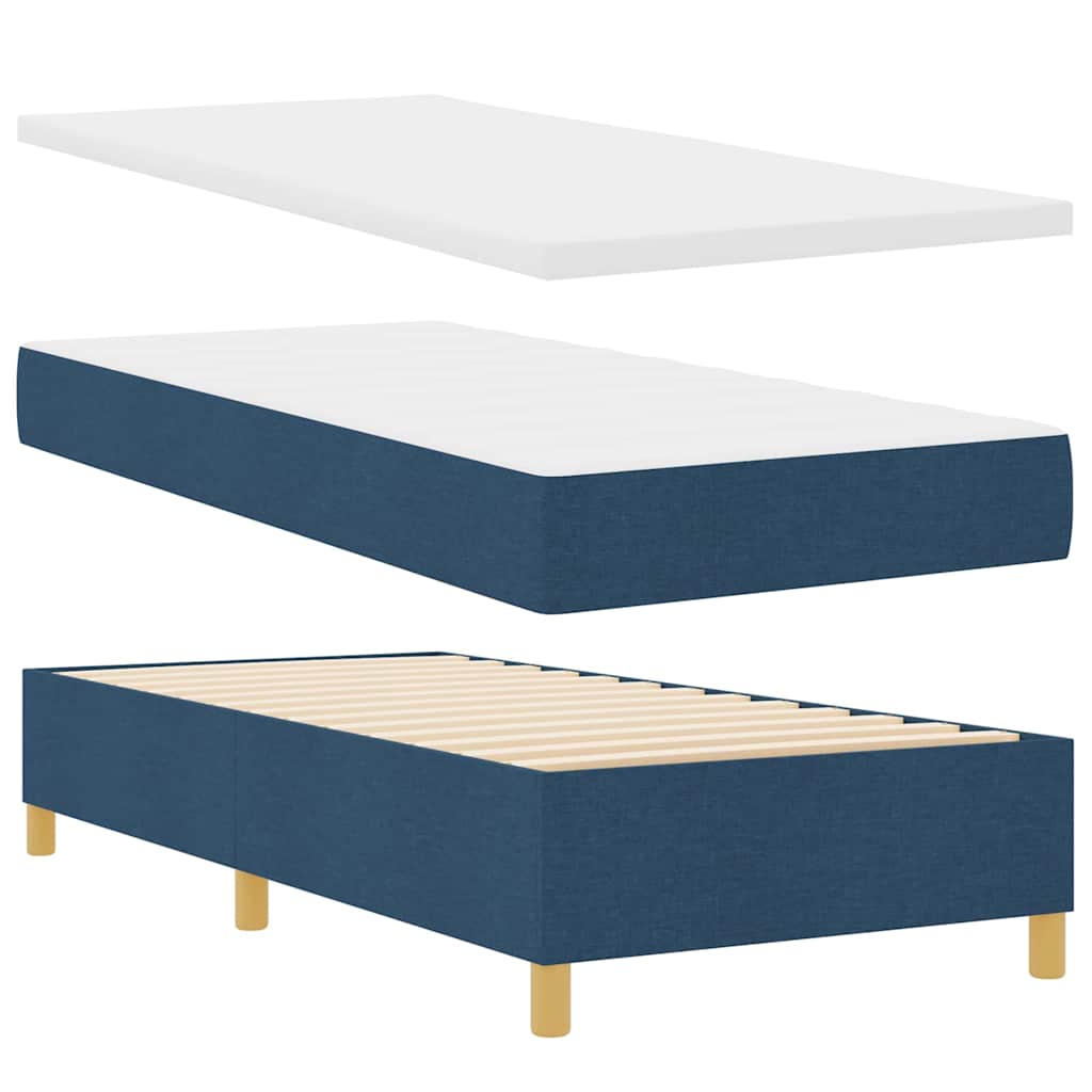 LED Box Spring Krevet s uzglavljem Plava 100 x 200 cm tkanina