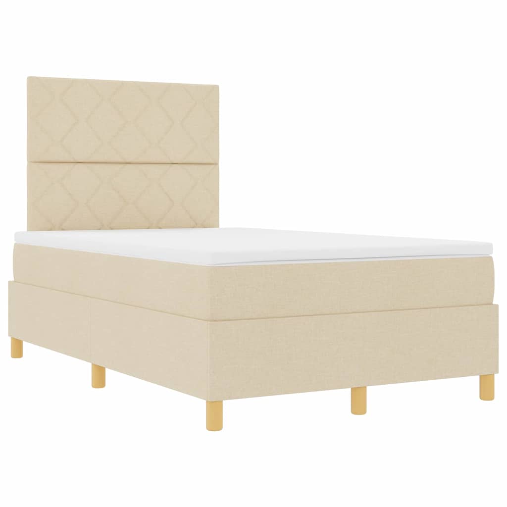 LED Box Spring Krevet s uzglavljem Krema 120 x 190 cm tkanina